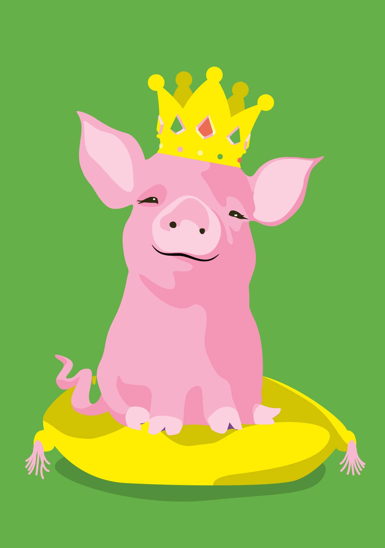 Postcard - luminous - Pig with a Crown