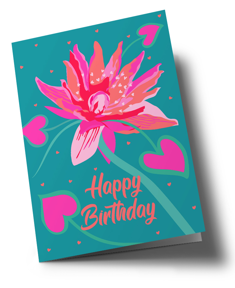 Klappkarte C6 - Happiness - Flower Birthday Klappkarte C6 - Happiness - Flower Birthday