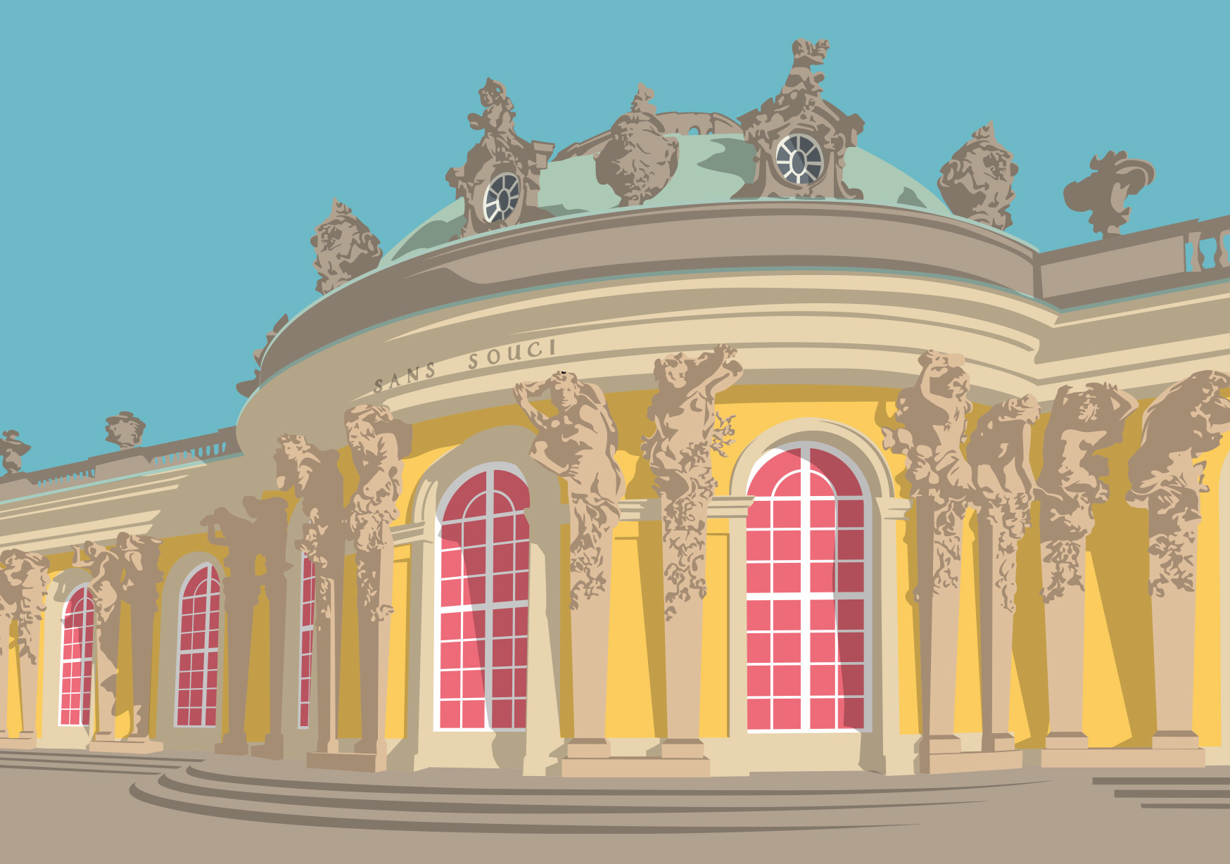 Postcard - Bon Voyage - Schloss Sanssouci, Potsdam Postcard - Bon Voyage - Schloss Sanssouci, Potsdam