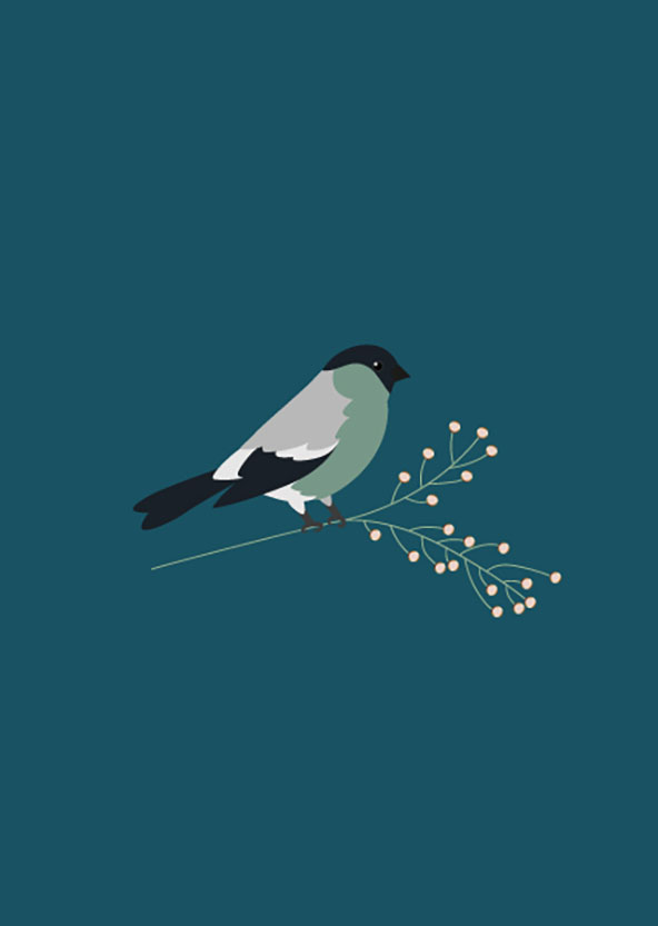 Postcard - Toni Starck - blue bird on a branch