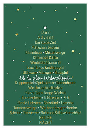Postkarte - La Card - Weihnachtszeit, grün