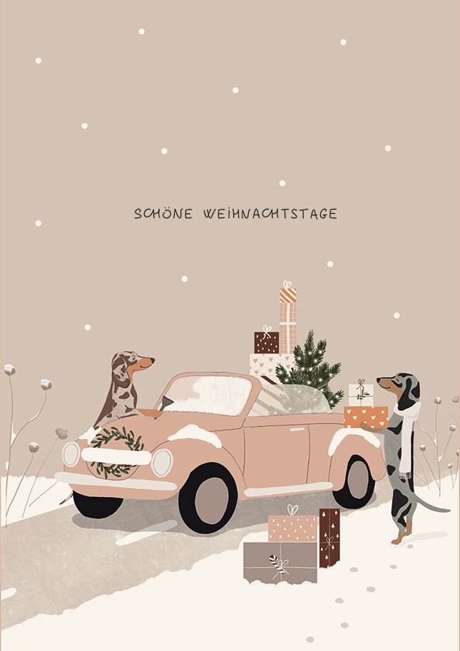 Klappkarte C6 - Alfie's Greetings - Driving Home for Xmas