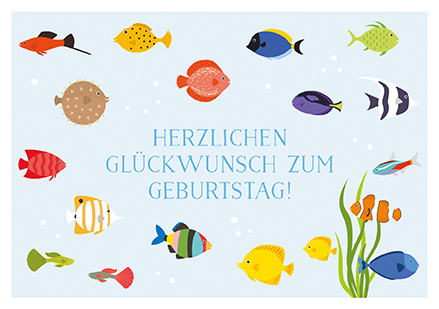Klappkarte C6 - La Card - Aquarium Geburtstag