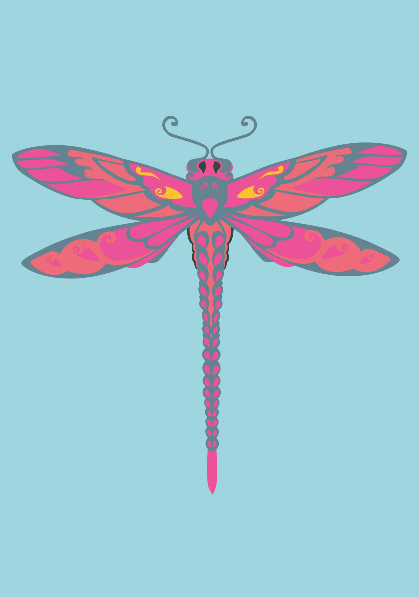 Postcard - luminous - dragonfly