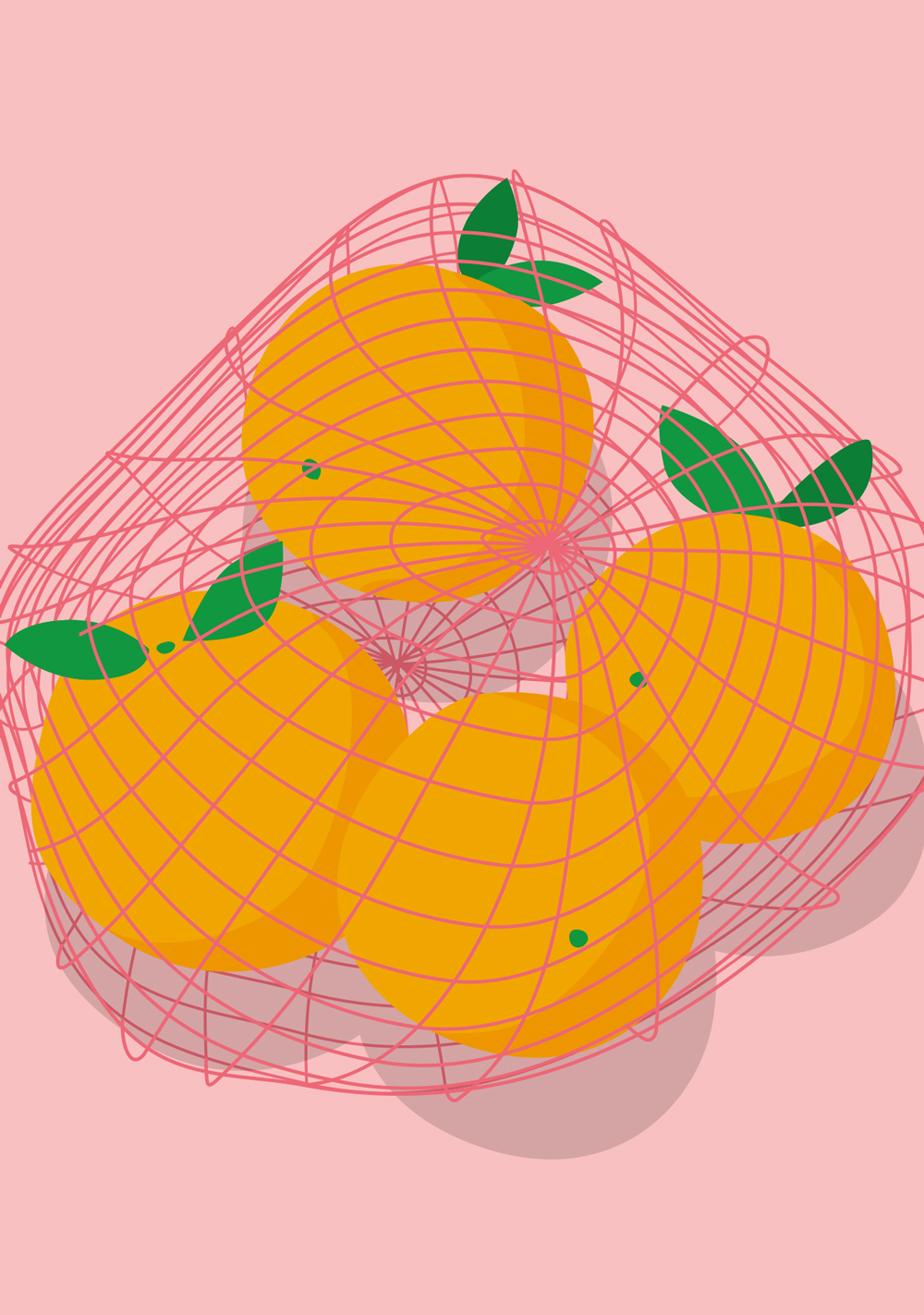 Postcard - neonstyle - Oranges in the net