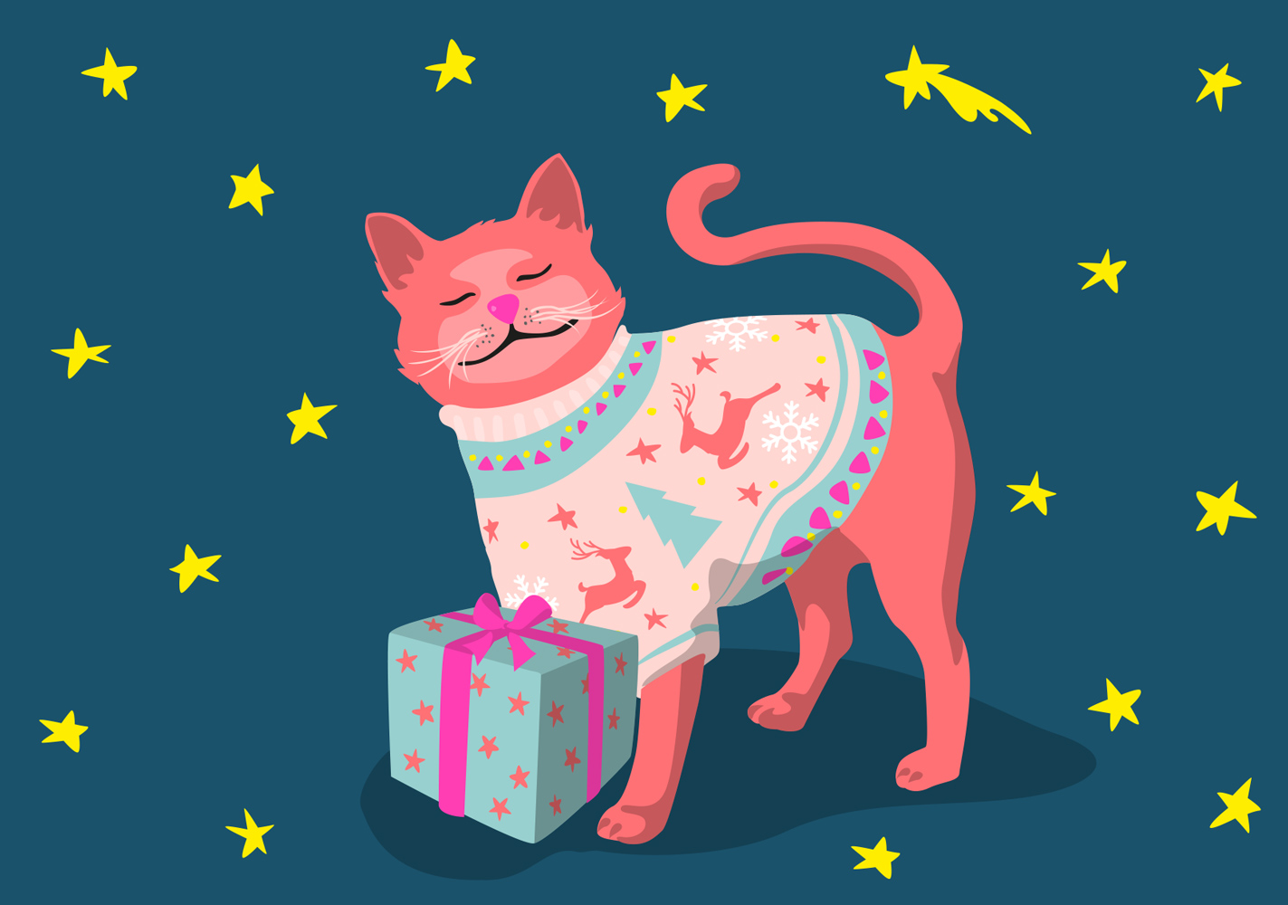 Postcard - luminous - Winter Cat Postcard - luminous - Winter Cat