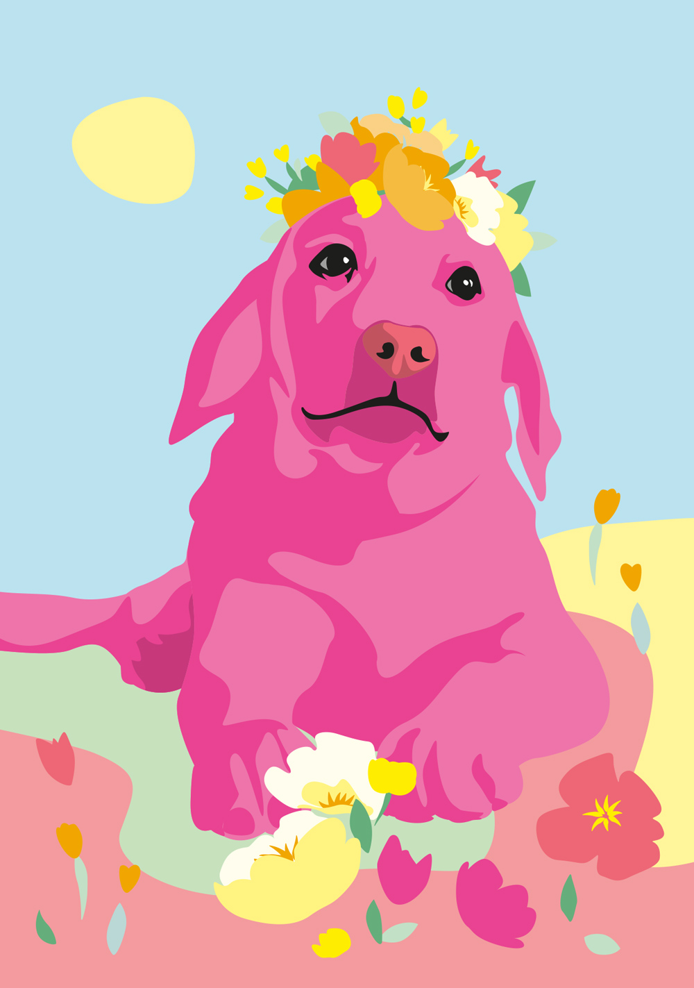 Postcard - Limoncella - Dog with flowers