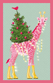Minicard - Toni Starck - Giraffe mit Weihnachtsbaum