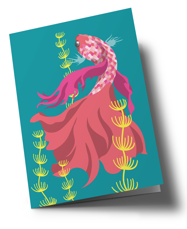 Doublecard C6 - happiness - Iridescent fish Doublecard C6 - happiness - Iridescent fish