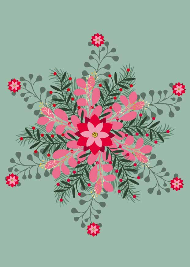 Postkarte - Toni Starck - Flowerflake green