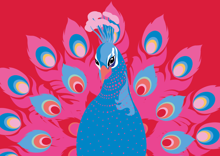 Postkarte - luminous - Pfau