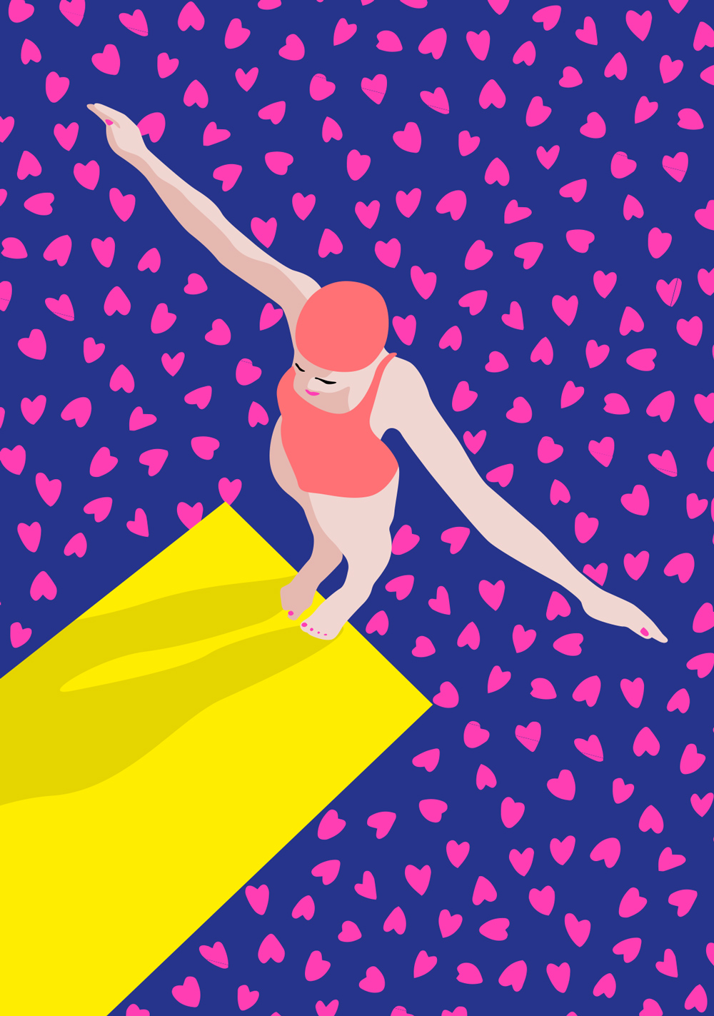 Postcard - neonstyle - High diver into the sea of hearts