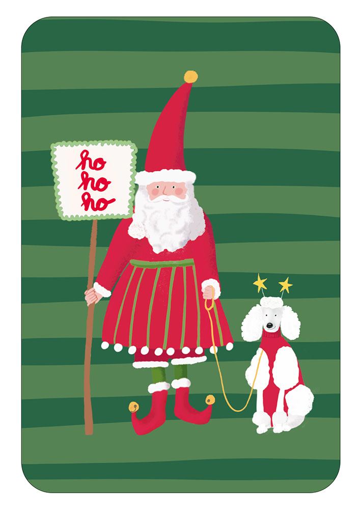 Postkarte - Toni Starck - Lollipop - Santa with Poodle