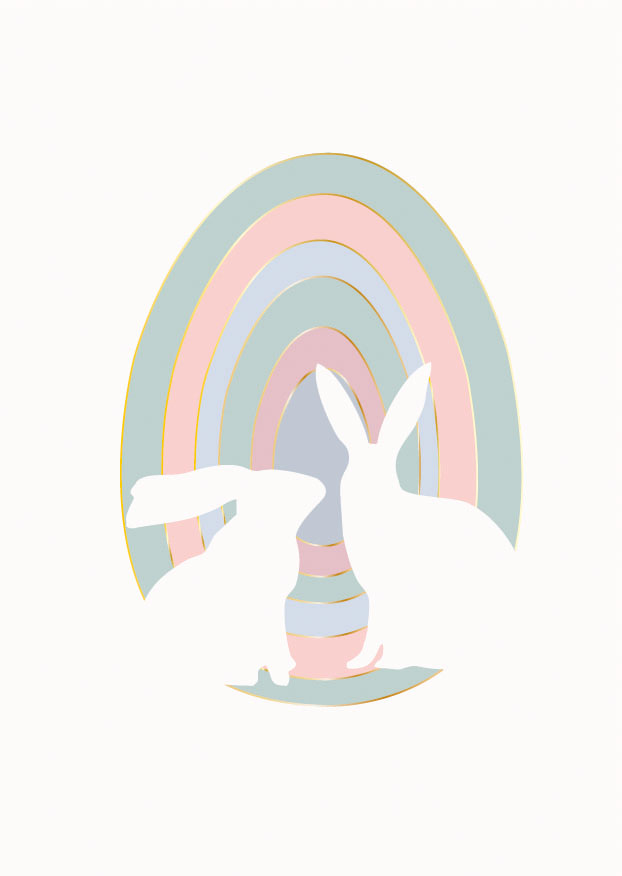 Postcard - Toni Starck - egg with rabbits, pastel