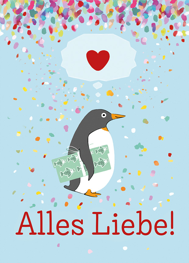 Postkarte - m-illu - Pinguin Alles Liebe