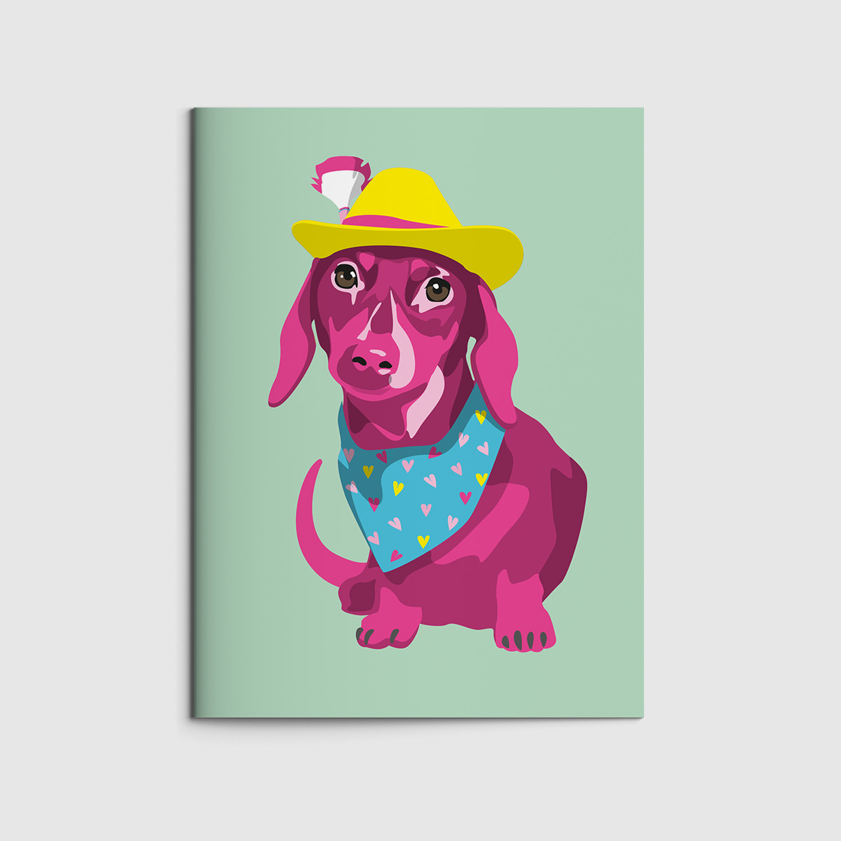Booklet A5 - neonstyle - Dachshund with hat