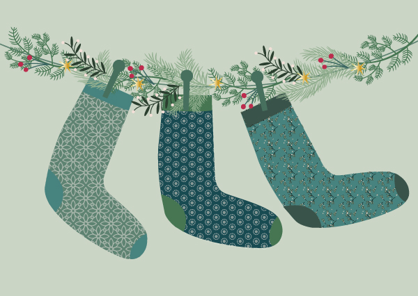 Postkarte - Toni Starck - xmas socks