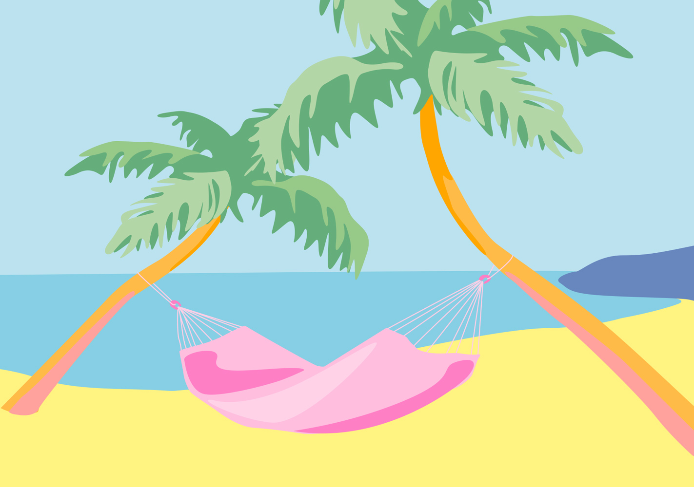 Postkarte - Limoncella - Palmen mit Hängematte