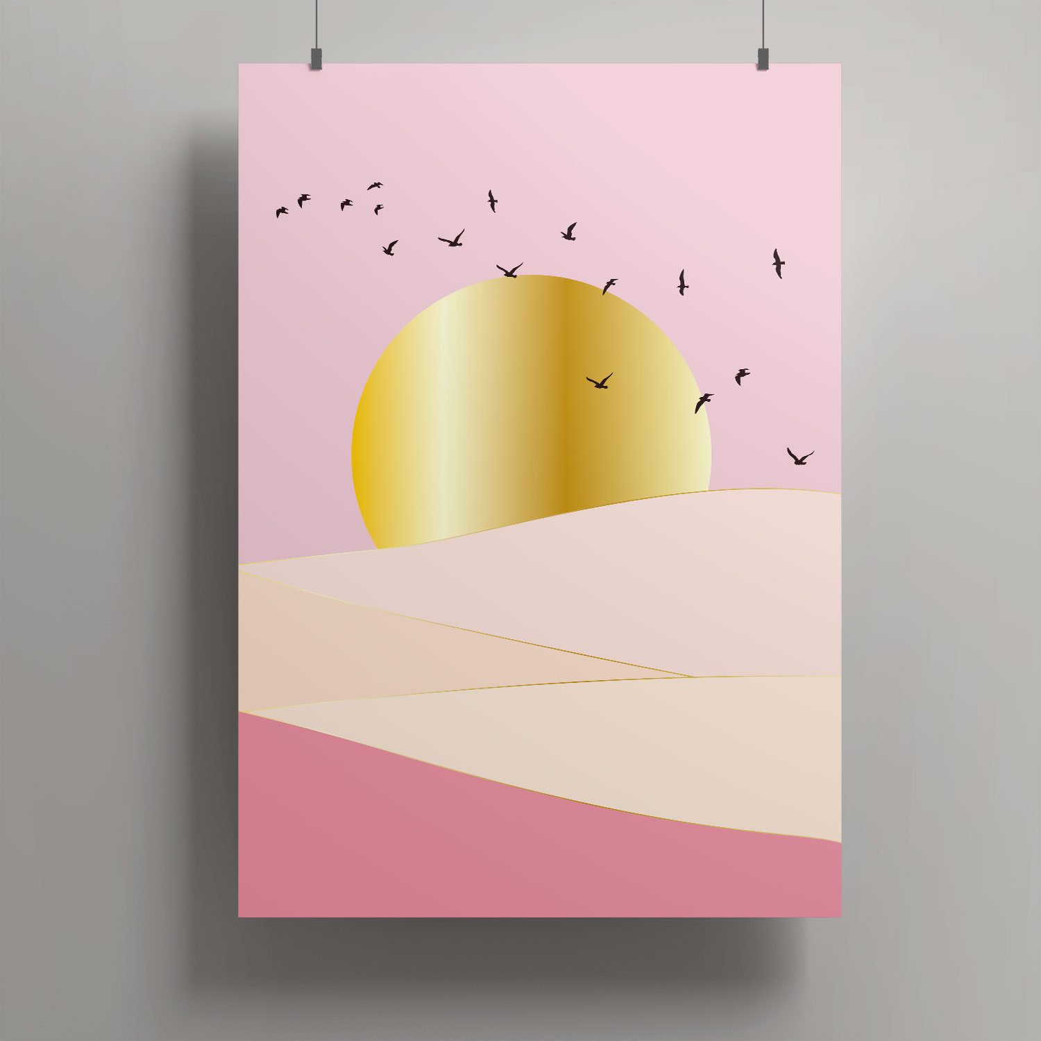 Artprint A4 - Toni Starck - Rosy birdsky