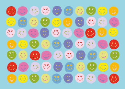 Postkarte - m-illu - happy faces
