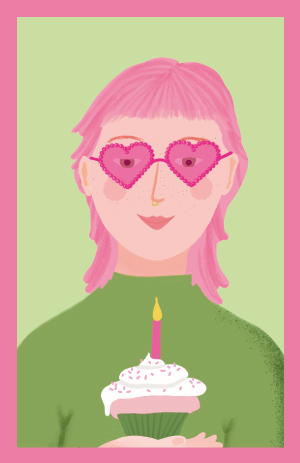 Minicard - Toni Starck - Pink hair lady