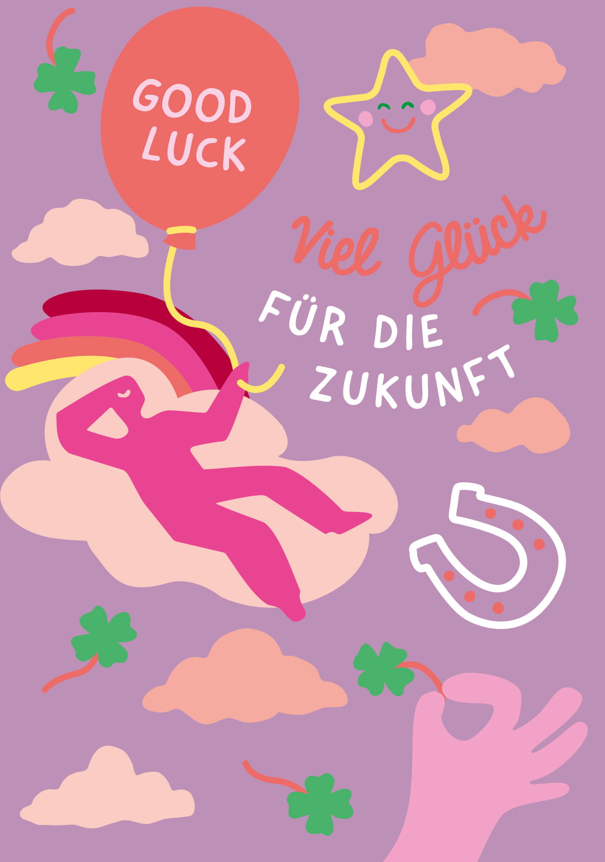Postkarte - poppins - viel glück für die Zukunft
