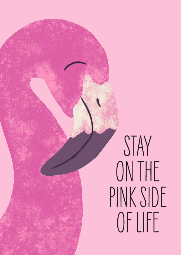 Postkarte - andrea liesert - Flamingo Pink Side Of Life