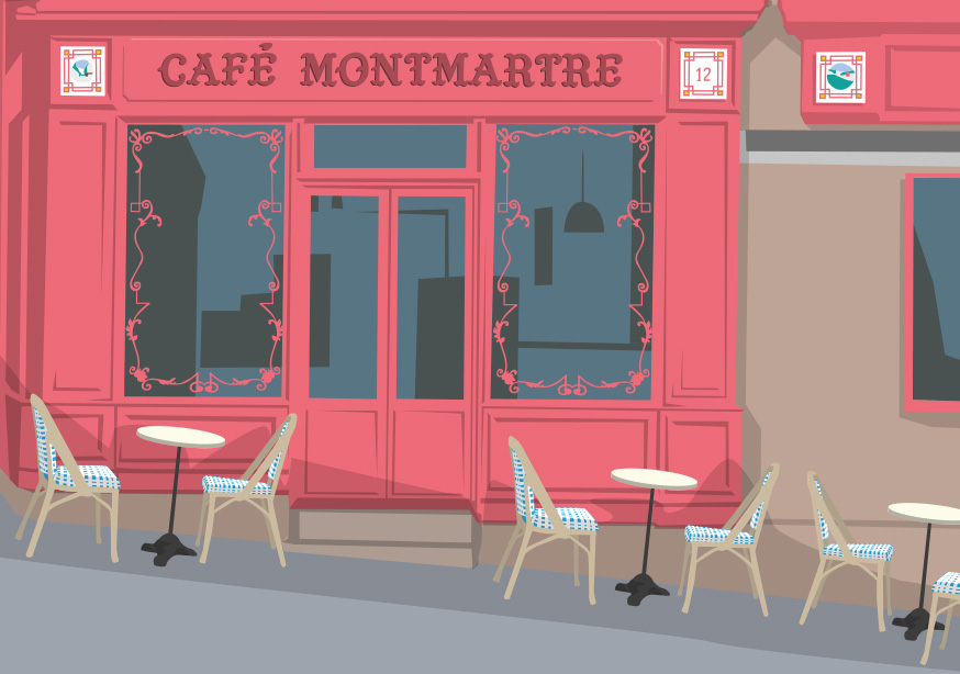 Postkarte -Bon Voyage- Cafe Montmartre / Paris