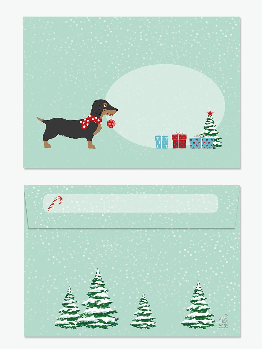 Envelope - m-illu - Dachshund light green