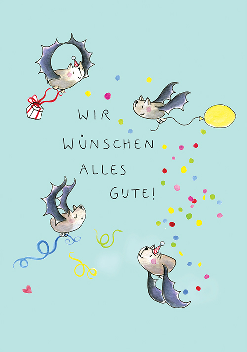 Postcard - Tabea Güttner - Wishing bat Postcard - Tabea Güttner - Wishing bat
