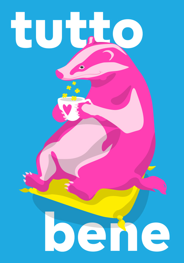 Postkarte - neonstyle - tutto bene Postkarte - neonstyle - tutto bene