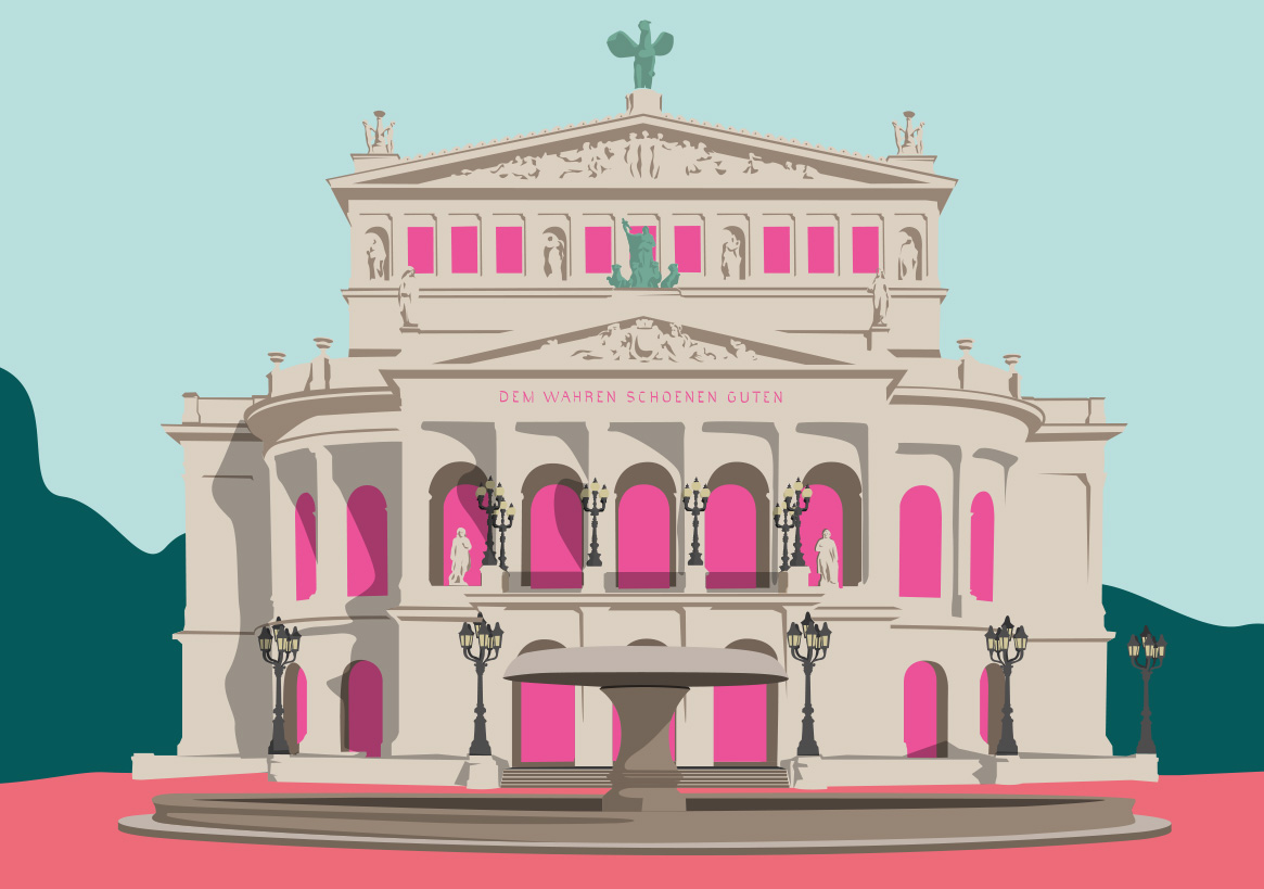 Postkarte -Bon Voyage- Alte Oper, Frankfurt