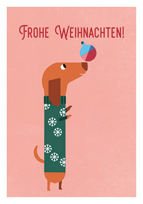Postcard – Daria Ivanova – Dachshund with a Christmas bauble