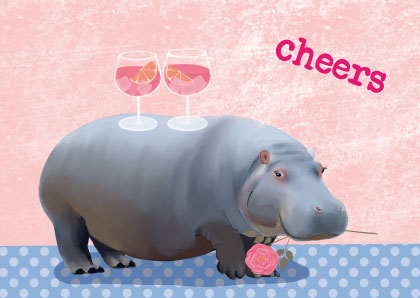 Postkarte - Toni Starck - Hippo cheers