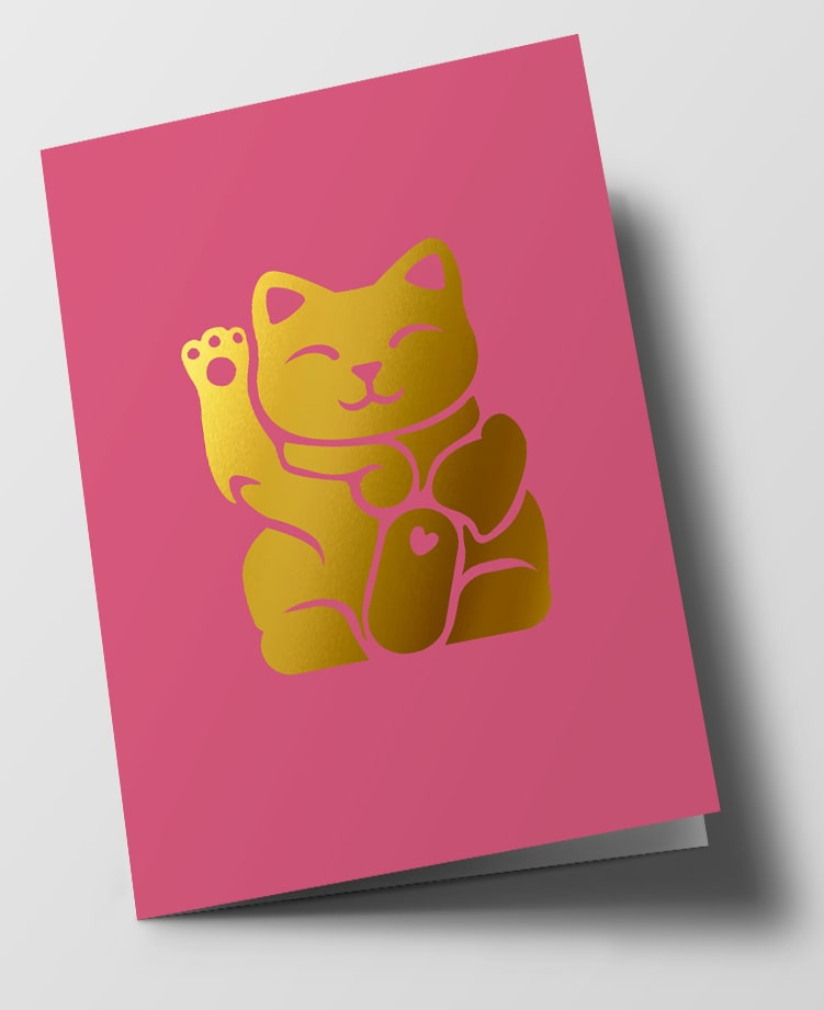 Klappkarte C6 - pure - waving cat Klappkarte C6 - pure - waving cat