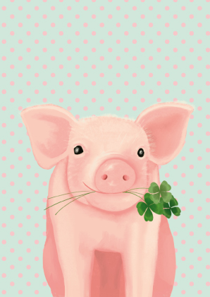 Postkarte - Toni Starck - Lucky pig