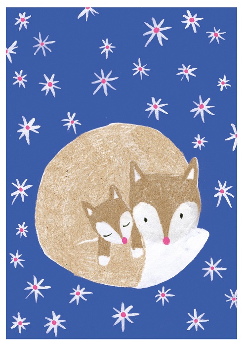 Postkarte - schönegrüsse - Fuchsmami mit Kind