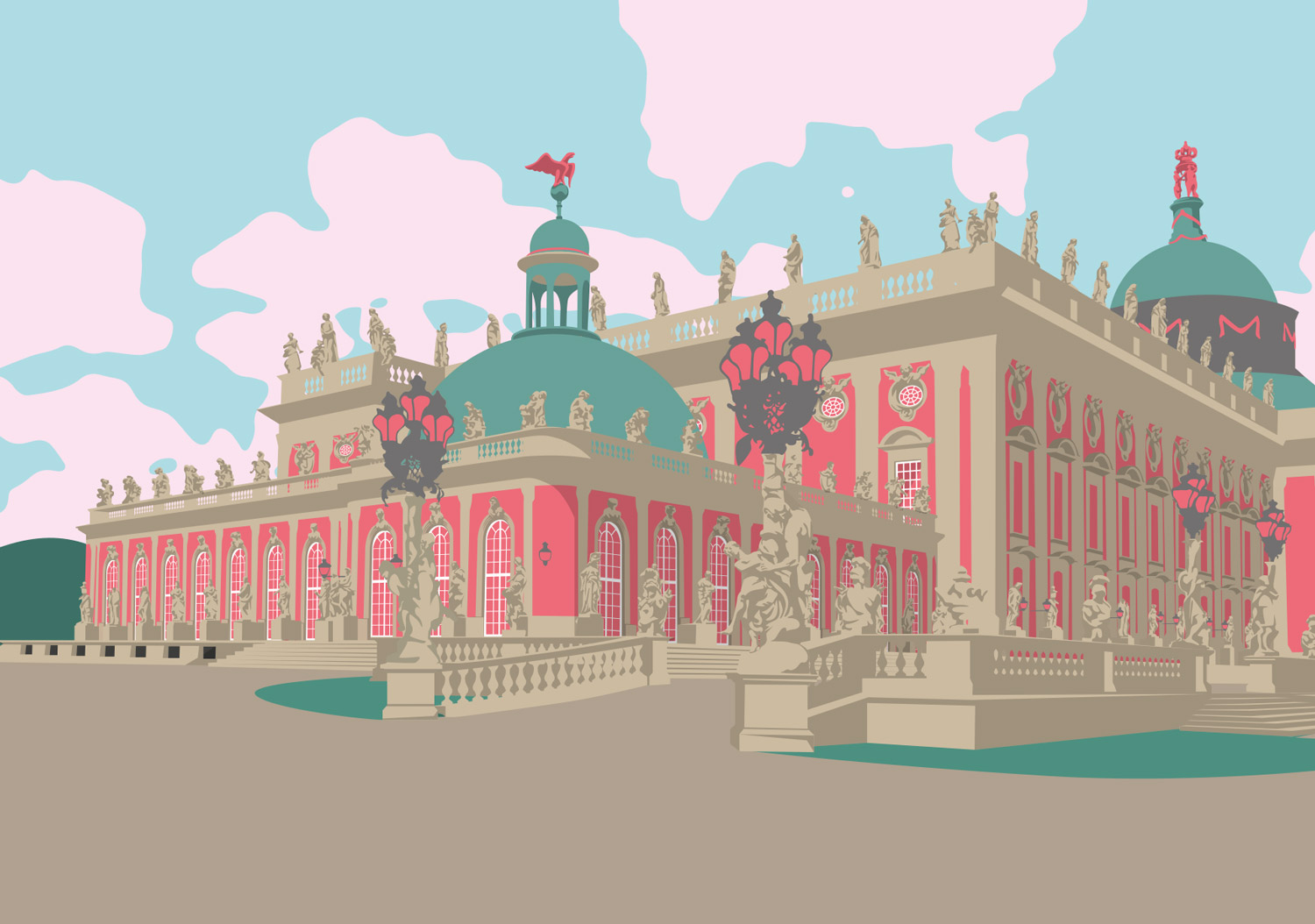 Postcard - Bon Voyage - Neues Palais, Park Sanssouci
