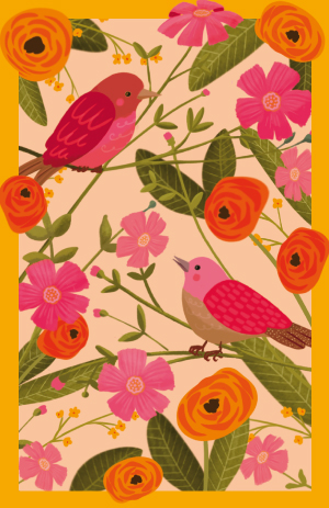 Minicard - Toni Starck - Two birdies in wildflowers