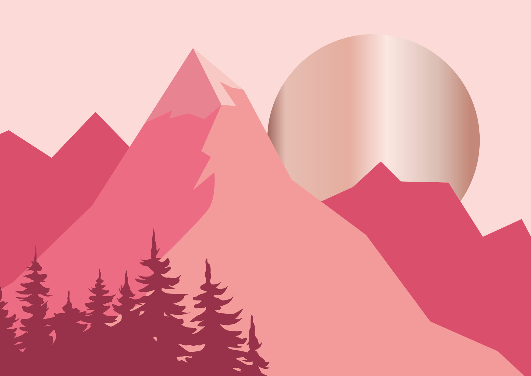 Postcard - Toni Starck - pink mountains
