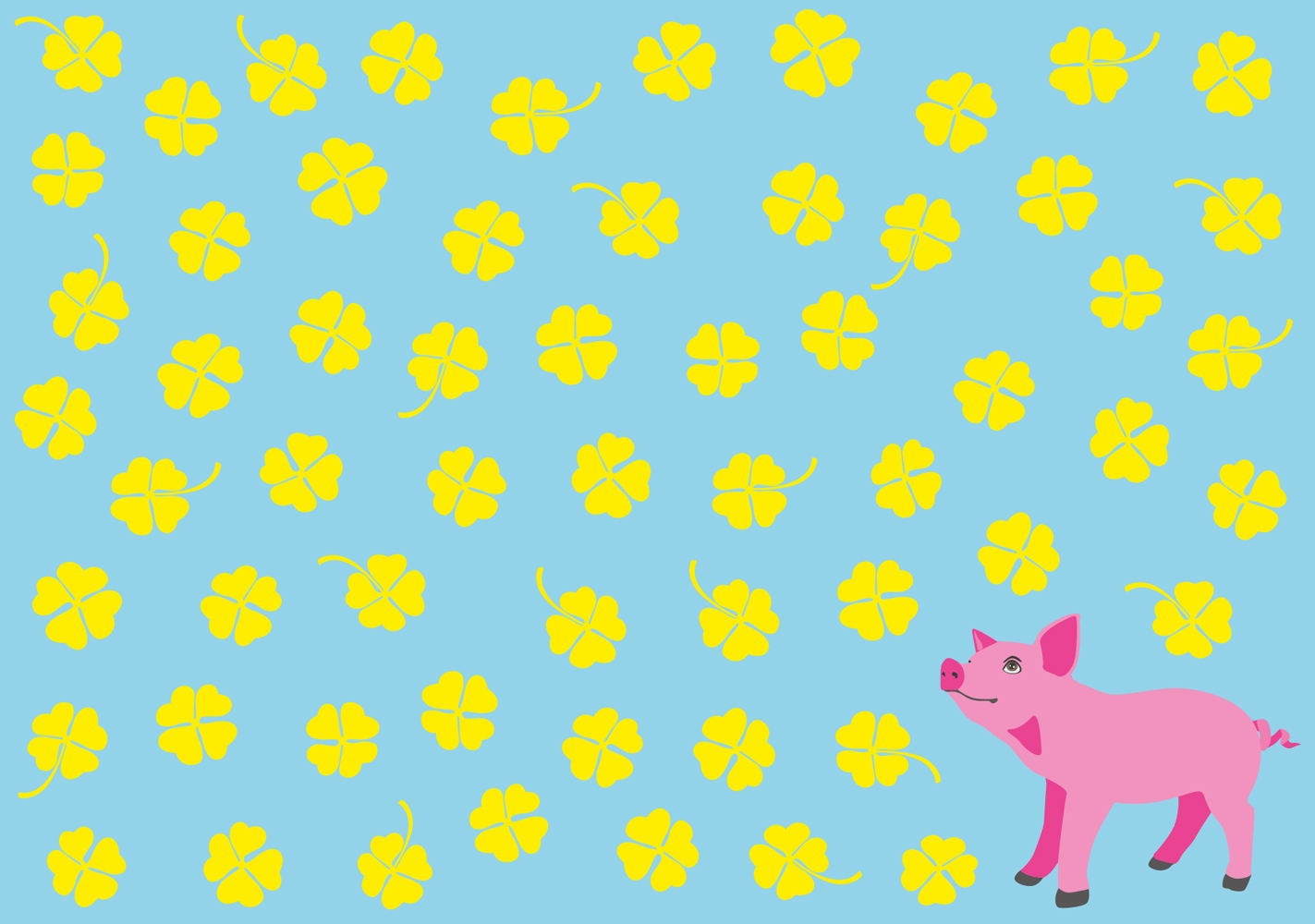 Postkarte - neonstyle - Kleeblätter und Schweinchen