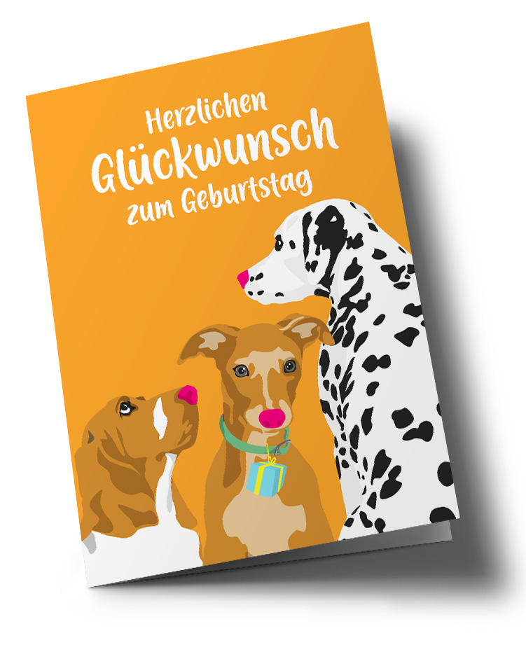 *DK A5 - Lucky Cards - Hunde Glückwunsch zum Geburtstag