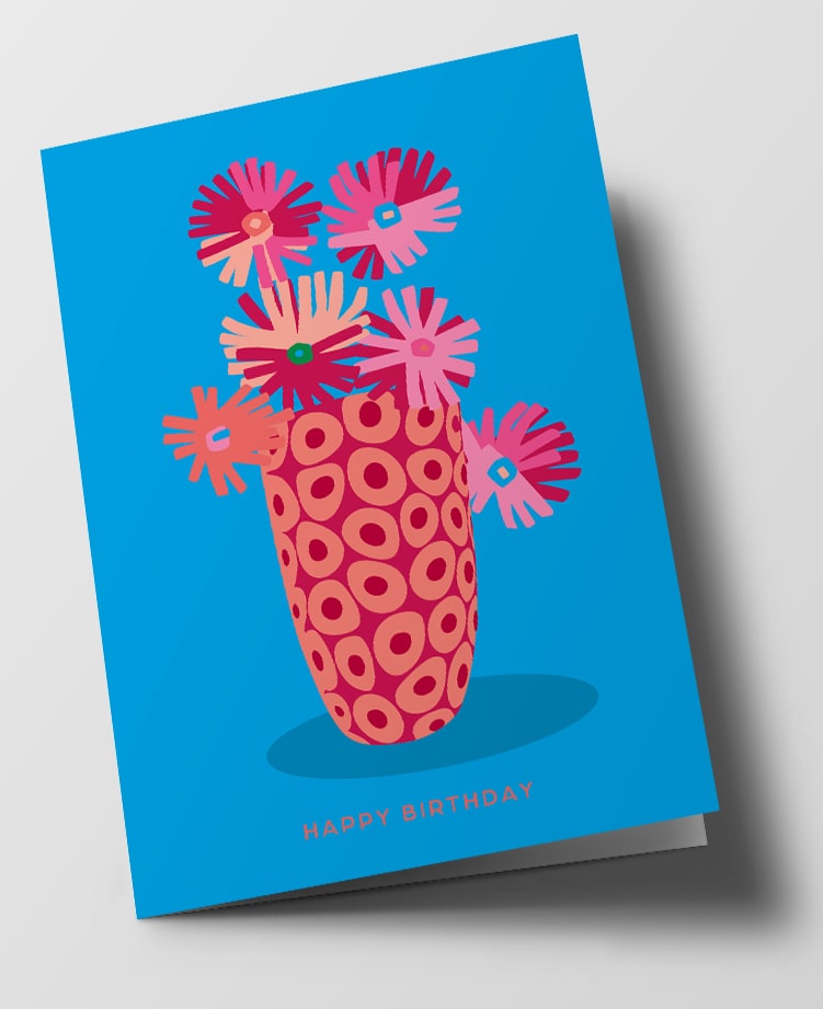 C6 Folded Card - Boho - Coral Pop