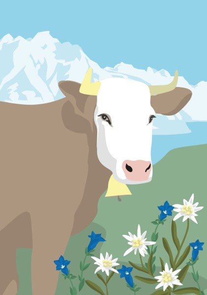Postcard - crissXcross - Kuh - Spring Cow