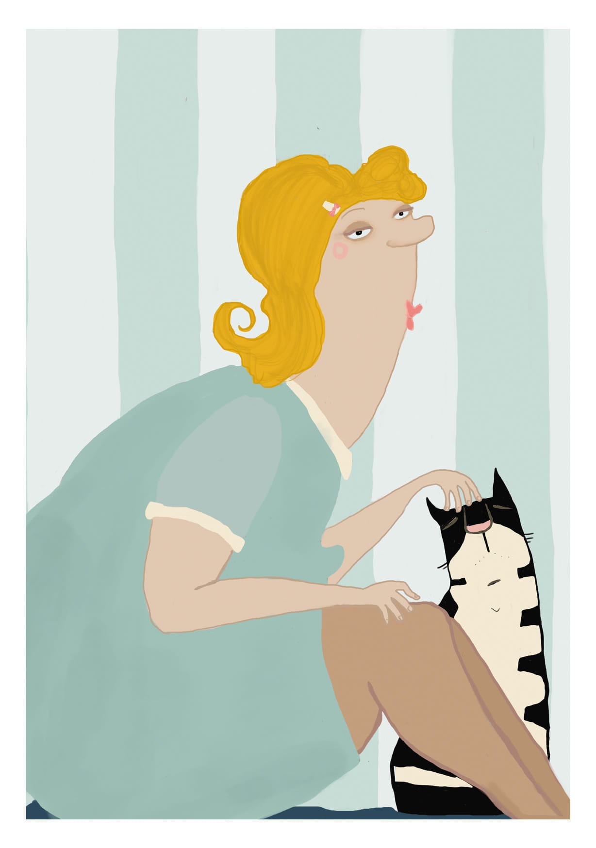 Postkarte - kittiekatstudio - katzeblau