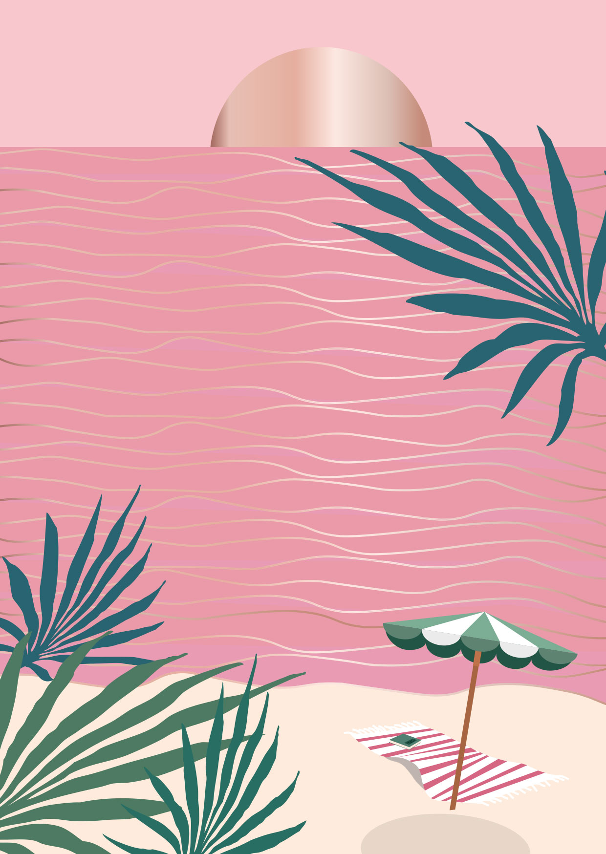 Postcard - Toni Starck - pink beach sunset