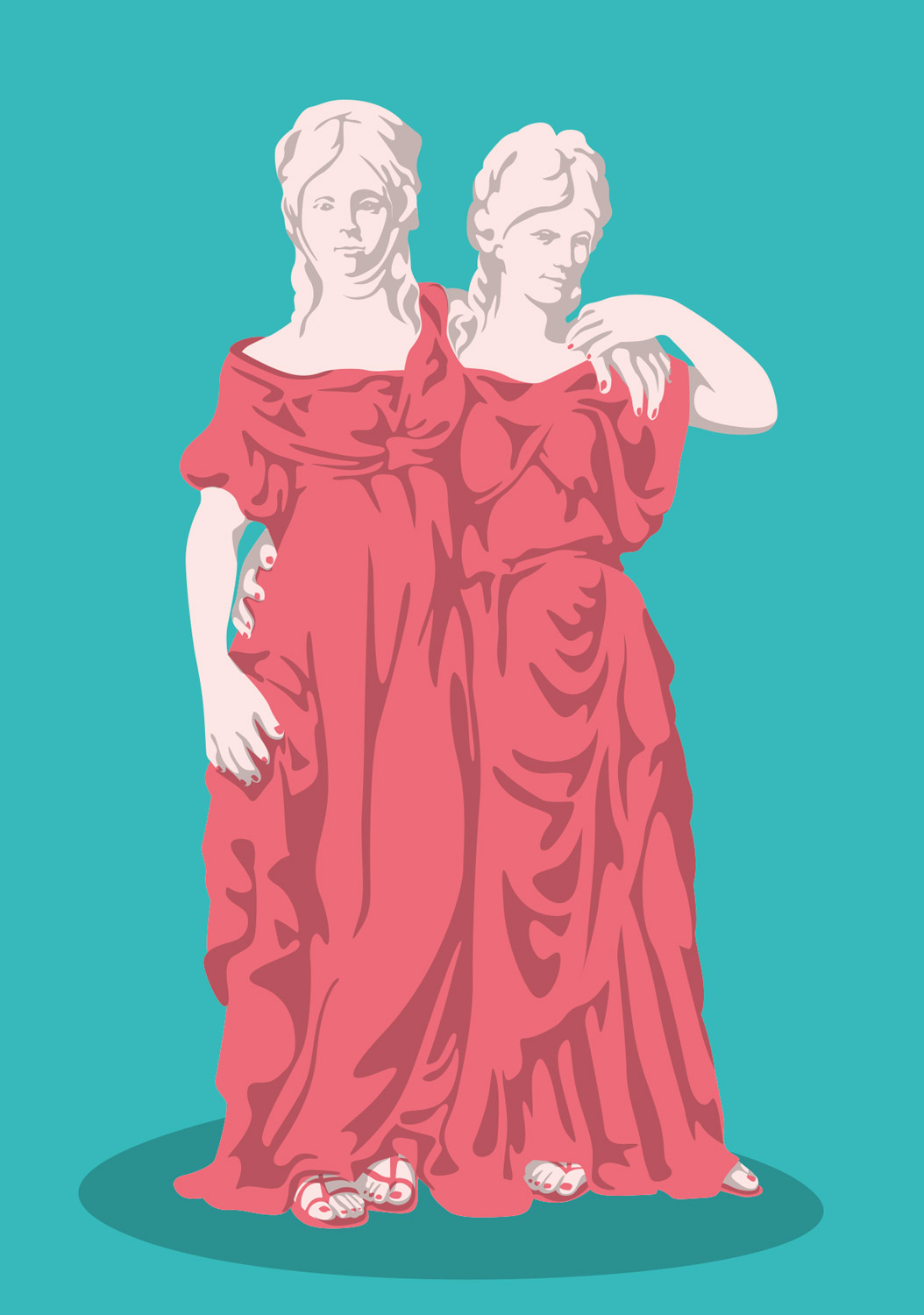 Postcard - Museum Art - Princess group Luise und Friederike