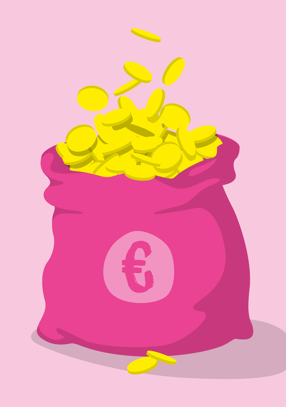 Postcard - luminous - Bag full of money