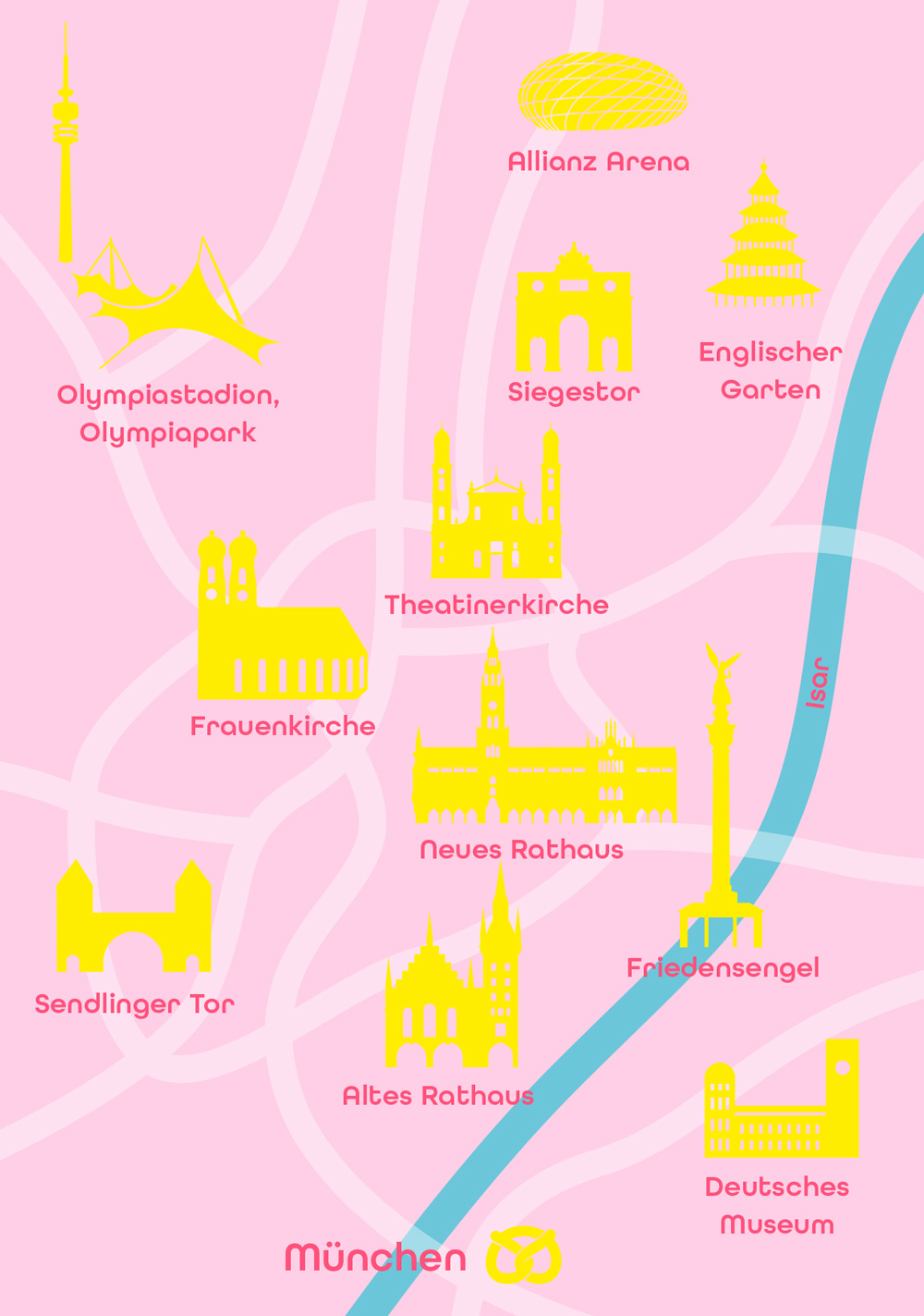 Postcard - Bon Voyage - Map München