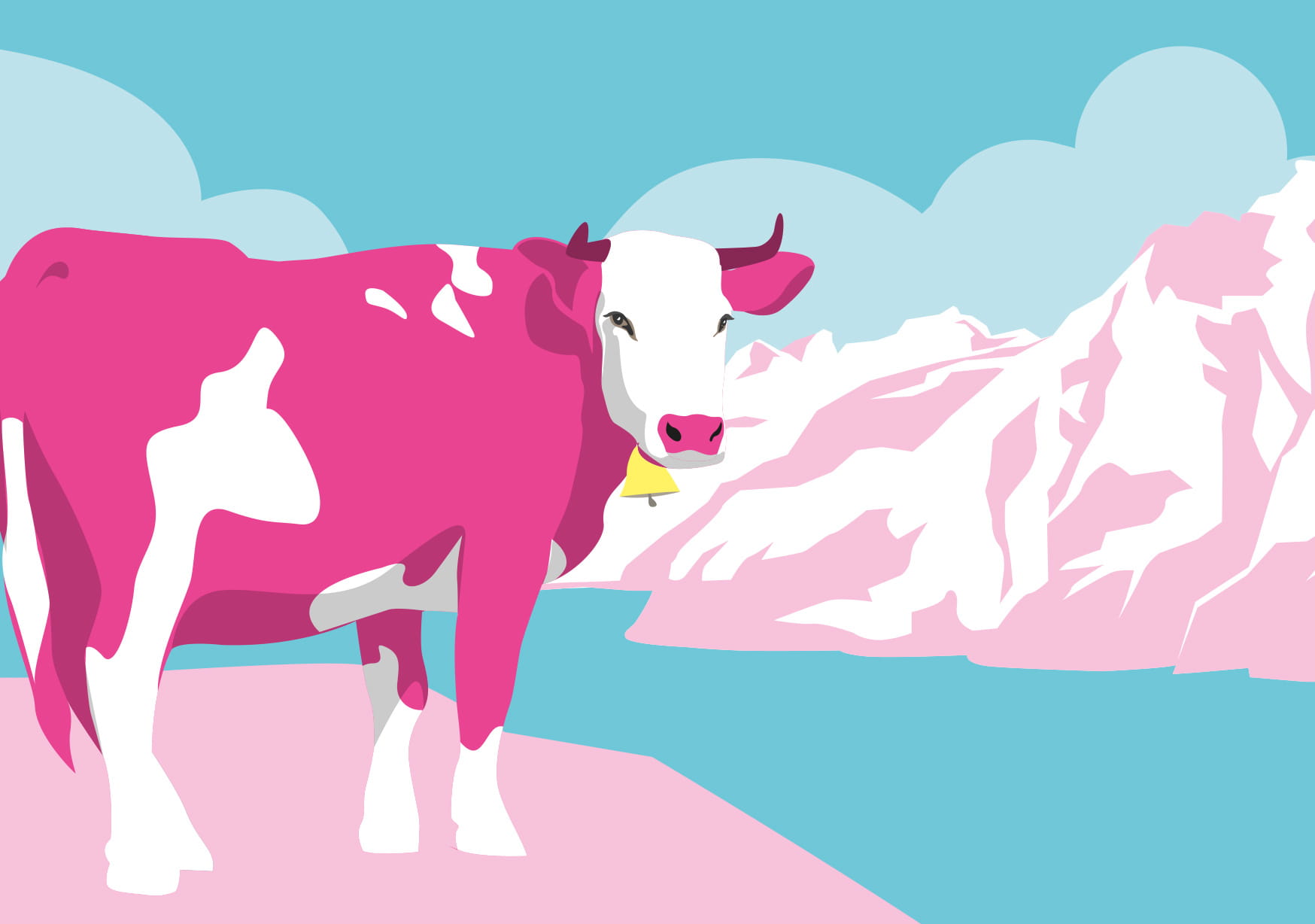 Postkarte - luminous - Pink Cow